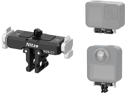 Nitze Soporte Magnético de Liberación Rápida para GoPro HERO13 / MAX2 / Lit Hero/Mission 1 Pro, con Orificio Roscado de 1/4 para Trípode, Palo Selfie & Accesorios para Cámaras de Acción - N29-C1