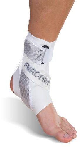 AIRCAST A60 Ankle Support Brace -Ankle Sprain, Chronic Instability, Stabilising Sports Support for Protection and Prevention. Size Small, Right, White