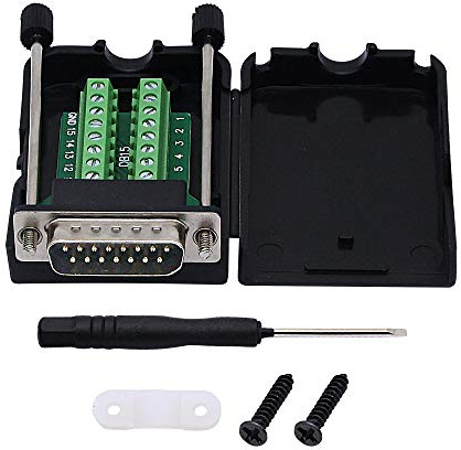 CERRXIAN Adattatore DB15 da 15 pin a connettore terminale modulo segnale con custodia (maschio 1)