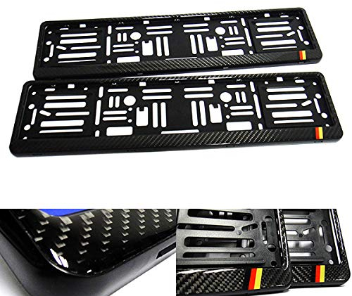 2X 3D-Kohlefaser EU-Kennzeichenhalter, schwarzer Kennzeichenrahmen Deutsch Deutschland