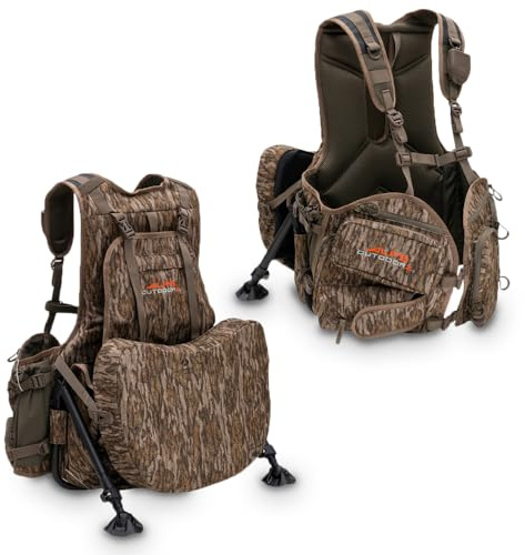 ALPS OutdoorZ Grand Slam Turkey Vest Featuring Removable Sit Anywhere Kickstand Frame and Fold-Away Seat, Large Game Bag, Cell Phone Use in Pocket, Standard, Mossy Oak Bottomland
