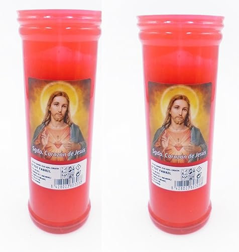 2 x corazón de jesús . vela roja de la iglesia vela religiosa Jesús Cristo cristiano . dios . visitas a la iglesia