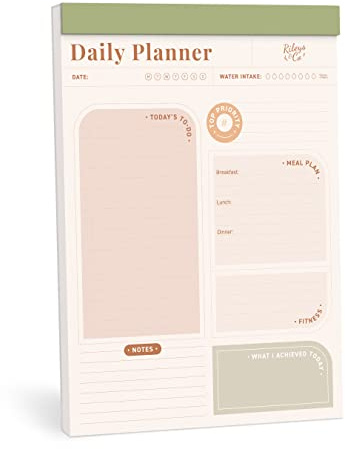 Rileys & Co To Do List Pad, Undated Daily Agenda, 8.5 x 11 inches (22 x 28 cm), To-Do Day Planner with Tear-off Sheets, 50-Sheet Planner Calendar Pages Organizer