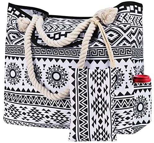 GuKKK Große Strandtasche, Sommer Schwimmbad Badetasche, Große Strandtasche mit Reißverschluss und Innentasche, Große Strandtasche Wasserabweisend, Shopper Schultertasche Beach Style für Reisen