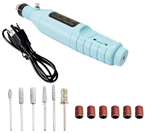 Yuauy Electric Nail Drills Nail File KitManicure Pedicure Polishing Filer Portablefor Acrylic Nails Blue