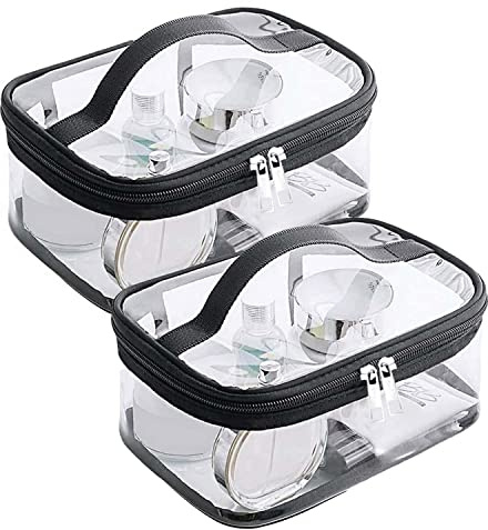 Neceser Transparente, 2 Pieza Bolsa Liquidos Avion, Neceser Transparente Viaje Avion, Neceser Grande para Cosméticos Artículos de Tocador
