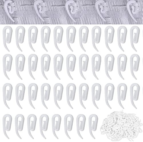 Stadux Curtain Hooks Plastic White Pack of 120, 2.8x1.2cm, Premium Drapery Hooks for Windows, Doors & Shower Curtains - Fits Most of Curtains (1020M)