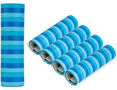 Luftschlangen Set zur Dekoration, Blaues Design, aus Papier, 5 Rollen á 18 Abrissen mit 7 mm Breite und 3 m Länge, Party Deko für Geburtstag, Karneval, Silvester, Girlande Papierschlange, Tischdeko