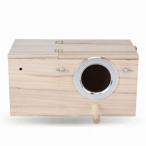 Natudeco Caja De Cría De Pájaros De Madera, Caja De Nido De Pájaros, Casa De Anidación Resistente A La Humedad, Decoración De Jardín para Periquitos, Psittacula, Agapornis, Cacatúa, Loros