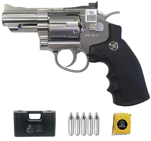 Revólver WG 708S 2,5 Silver | Pack Pistola de Airsoft (balides de PVC). Arma de Aire comprimido CO2 Calibre 6mm