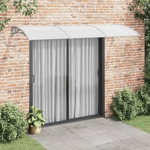 Homgoday Marquesina de Puerta policarbonato Gris 300x75 cm, Marquesina para Puerta Casa Hogar Jardín Patio Terraza Bricolaje Toldo Cubierta Capa Dosel Lona Tienda Capota Pantalla