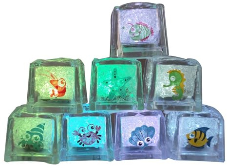 Cubitos Luminosos para el baño - de Hielo Luminosos LED Multicolor | de baño Luminosos con diseño Marino Seguro e Impermeable para niños, Familia, Amigos, Uso doméstico, baño Relajante