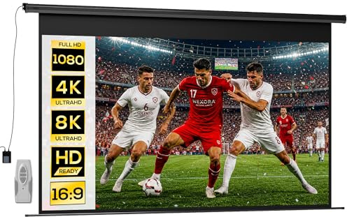 HOMCOM Telo Proiettore Motorizzato da 120 Pollici 4K HD Formato 16:9, Schermo Proiettore Motorizzato Elettrico con Telecomando, Telo Videoproiettore per Casa, Cinema, Ufficio, Home, Esterno, Nero