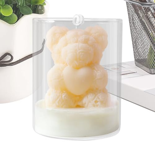 Velas de San Valentín para Ella,Decoración de Oso Corazón,Velas Aromáticas para Decoración de - Para Parejas Novios Novias Cena Cita Propuesta Dormitorio Sala de Estar Mesita de
