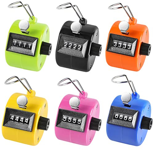 KTRIO Pack of 6 Colors Handheld Tally Counter, 4-Digit Clicker Counter for Knitting Stitch & Golf, Mechanical Pitch Counter for Coaching, Fishing, Lap, People Counting, Fidget & Toddler