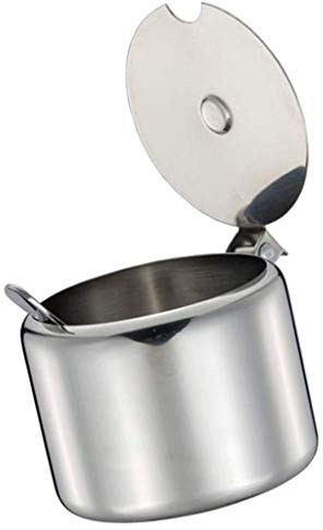 N-K Zuccheriera in acciaio inox, portaspezie, con cucchiaio, colore argento, 285 ml, portatile e utile design