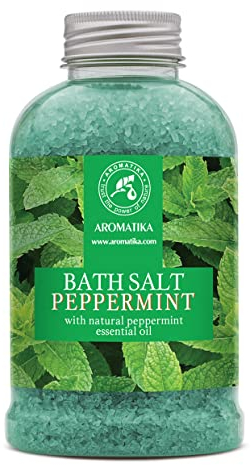 Sal de Baño de Menta 600g - Sales de Baño Marinas con Aceite Esencial de Menta - Baño Relajante - Cuidado del Cuerpo - Relajación Muscular - Buen Sueño - Sales de Baño de Aromaterapia