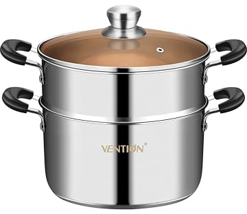 VENTION 7.1 Inch Small Vegetable Steamer Pot, 2.1 QT Induction Stainless Steel Steamer for Cooking, Steam Pot(18cm)