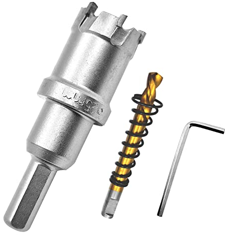 KEWAYO-Seghe a tazza in Carburo, Taglierina per Fori in Carburo, Punte da Trapano per Denti in Metallo TCT per Acciaio Inossidabile, Acciaio, Alluminio, Ferro (25MM)