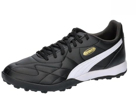 PUMA Unisex King Top Tt Soccer Shoe, Black White Gold, 44 EU