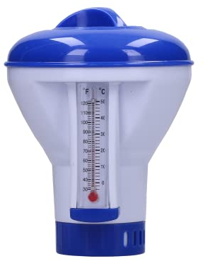 Dosierschwimmer Chlor mit Thermometer, Chemikalien Spender Chlortabletten für Pool | Chlorschwimmer für Whirlpool, Planschbecken, Spa, Wasserparks | Pool Zubehör zu Pool Pflege und Poolthermometer