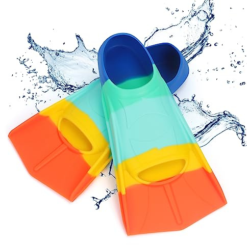 Toplive Swim Training Fins,Silicone Swimming Flippers with Mesh Bag for Swimming for Kids UK 11/12