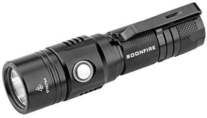 soonfire 1000 Lumens White LED Flashlight, E USB Rechargeable Waterproof Compact EDC Law Enforcement flashlights (Camping, Emergency Use and Security)