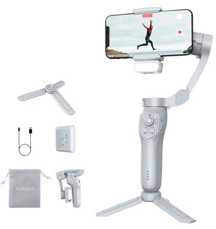 3-Axis Phone Gimbal with Adjustable Fill Light， Stabilizer for Smartphone, Phone Stabilizer for Video Recording, Gimbal for Android &iPhone，TikTok YouTube Vloging kit-JCROBOT iSleeky L7C Plus