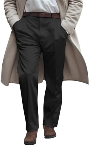 Oanviso Pantalon de Élégant pour Homme Coupe Droite Pantalon de Costume Classique Couleur Unie Pantalon de Affaires Confortable Pantalon avec Plis et Poches pour Décontracté et Formel