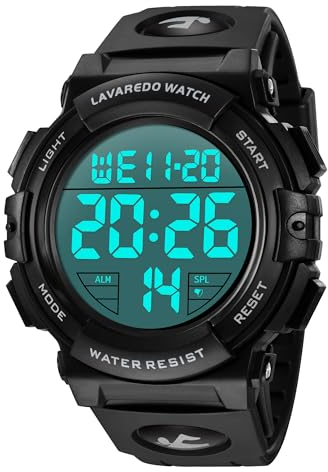 aswan watch Digitaluhr für Herren mit Wecker,Stoppuhr,Licht,Datum-Sport Armbanduhr mit Silikonarmband