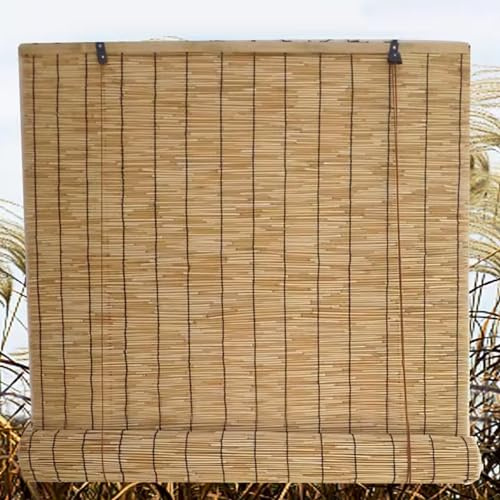 kefu01 Tenda a Rullo in bambù Impermeabile per Parasole,Cortina di bambù Naturale,Persiane Sollevabili,Tapparella in Midollino Filtraggio della Luce,Tenda a Lamella Traspirante (W150xH180cm/W59 xH71)