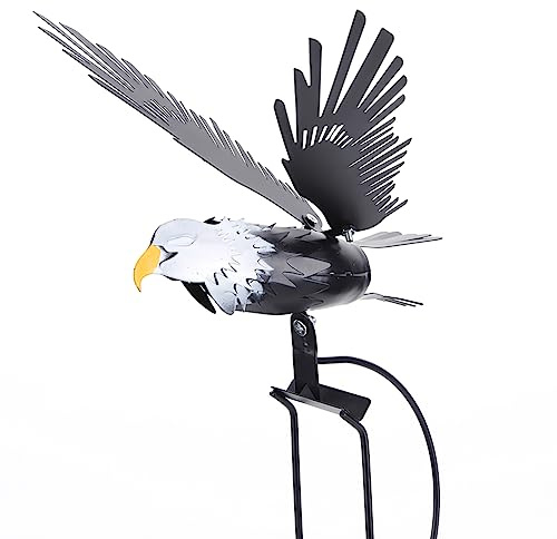 HTU Metal Eagle Wind Spinners Iron Wind Spinners Eagle Stakes Lawn Ornaments Crafts Garden Art Decor for Garden Patio Yard