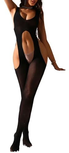 NewBull Women's One Piece Hollow Out Bodystocking Sexy Mesh Tight Fitting Body Stockings Lingerie Garter Belt Bodysuit Full Body Suspender Teddy Babydoll Chemise Nightwear