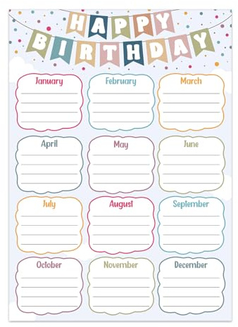 BIZIBAFF Birthday Chart for Classroom - Boho Happy Birthday Poster Reusable Birthday Calendar Laminated Class Birthday Chart Bulletin Board Decorations Back to School Teacher Supplies