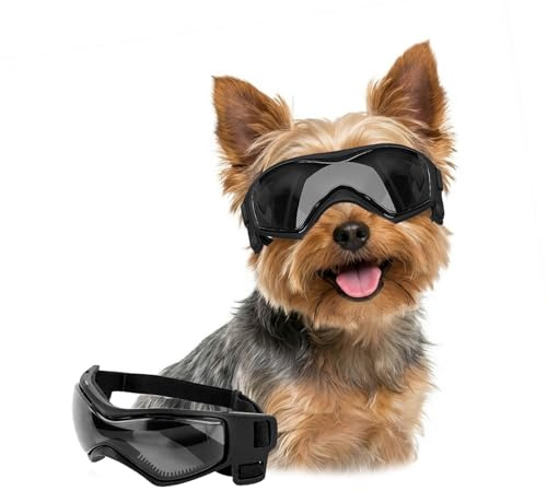 LESYPET Dog Goggles for Extra Small Breed UV Protection Windproof Chihuahua Goggles Doggy Sunglasses with Adjustable Strap for Outdoor Activities, Black