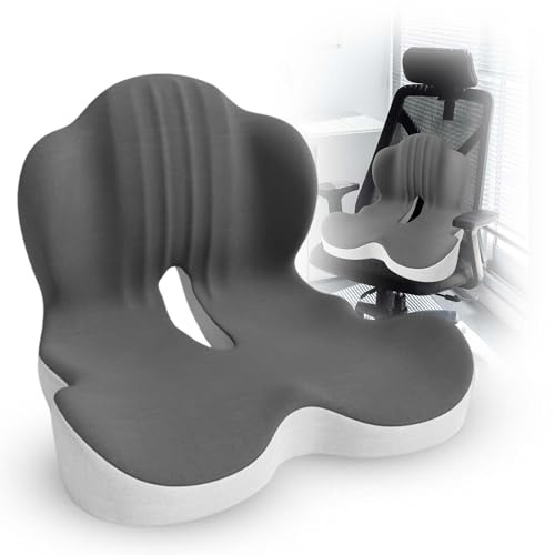 Large Memory Foam Seat Cushion Lumbar Support Pillow for Sciatica & Tailbone Pressure Relief Coccyx Pad for Office Chair, Car,Wheelchair,Home,Office