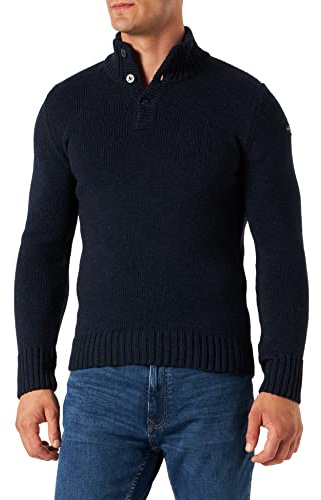 Schott NYC Homme Ploutrider4 Pull Sweater, Bleu (Navy), XL EU