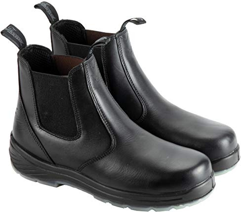 Thorogood 6” Slip On Station Boots for Men and Women - Soft Toe Leather with Quick Release, Slip-Resistant Outsole, and Translucent Non-Marking Bottom; EH Rated, Black - 11 W