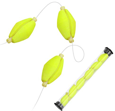 Yosoo Health Gear 6 Unids/Set Bobo de de Pesca con Mosca Verde Oliva, Aparejo de Pesca con Indicador de Golpe de Flotador de Espuma con Dos Colores para Accesorios de Pesca con Mosca(Amarillo)