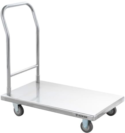 GastroHero Transportwagen/Plattformwagen FT-A, 90 x 55 x 87 cm, bis 300 kg Traglast, Edelstahl Gastronomiebedarf