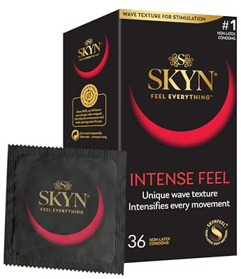 SKYN Manix Intense Feel 36 st Kondomer, Transparent, 19 cm | Vanlig storlek, tunn, ribbad och prickad rak form, smörjd, 53 mm bred