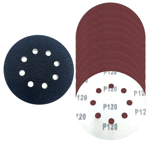 Art Color Tampon souple en mousse pour ponceuse excentrique Bosch (8 trous) avec 10 disques abrasifs Grain : P120-125 mm Surface souple avec Velcro pour plateau de ponçage