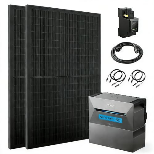 ALLDREI® Balkonkraftwerk mit Speicher SOLIX Solarbank 2 E1600 AC, All in One Stromspeicher 1,6kWh mit Wechselrichter, Komplettset mit 1,6kWh Akku BP1600, 2x500W Solarpanel & Smarten Zähler, 0% MwSt.
