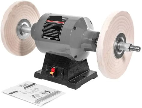 HPHPH Pulidora eléctrica de sobremesa de 10, Amoladora pulidora de Doble Almohadilla de 1, máquina pulidora de búfer, 750W,Máquinas de Acabado y Pulido de Joyas.