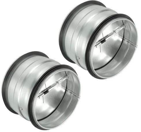 YOKIVE 4-inch HVAC Backdraft Damper, 2 Pcs One-Way Airflow Duct Draft Stopper with Spring-Loaded Folding Blades Inline Fan Vent, Great for Range Hoods Air Ventilation System (Silver Tone)