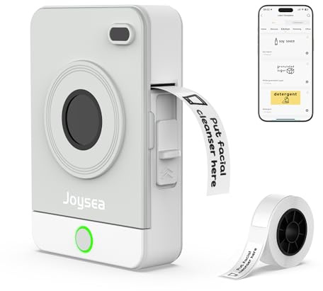 Joysea Bluetooth-etikettmaskin, termisk mini-etikettmaskin med flera mallar för hem, kontor organisation, grå