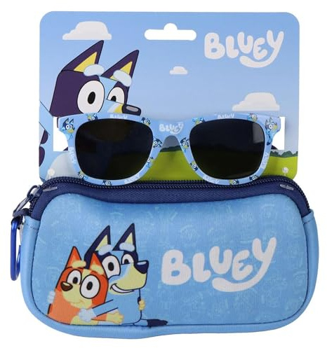 Gafas de sol con funda Bluey infantiles – Gafas de sol con funda Bluey para niños y niñas en verano y paseo diario