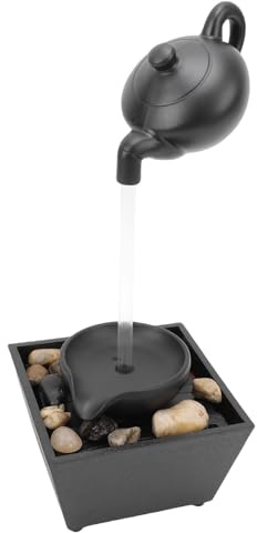 CFTGIW Floating Teapot Fountain Ornament Indoor Tabletop Waterfall Decoration with LED Light Stones Table Decor Adds Decoration Spac Floating Teapot Fountain OrnamentFloating