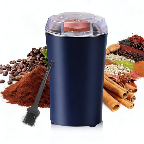 Dcceeo Macina Caffè Elettrico, Macinacaffè Elettrico per Spezie con Lame Acciaio Inossidabile 200W Macinino Elettrico Compatto Un Tocco per Chicchi di Caffè, Macina, Erbe, Cereali, Noci