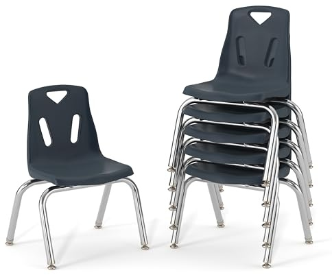 Jonti-Craft Berries 8142JC6112 Stacking Chairs with Chrome-Plated Legs, 12 Height, Navy, Pack of 6